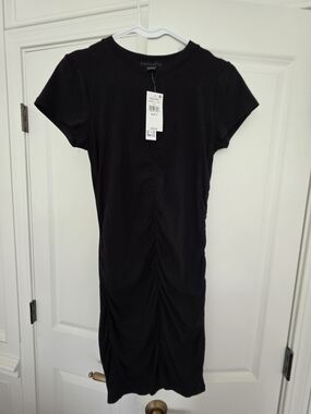Sanctuary Black Ruched Short Sleeve Dress